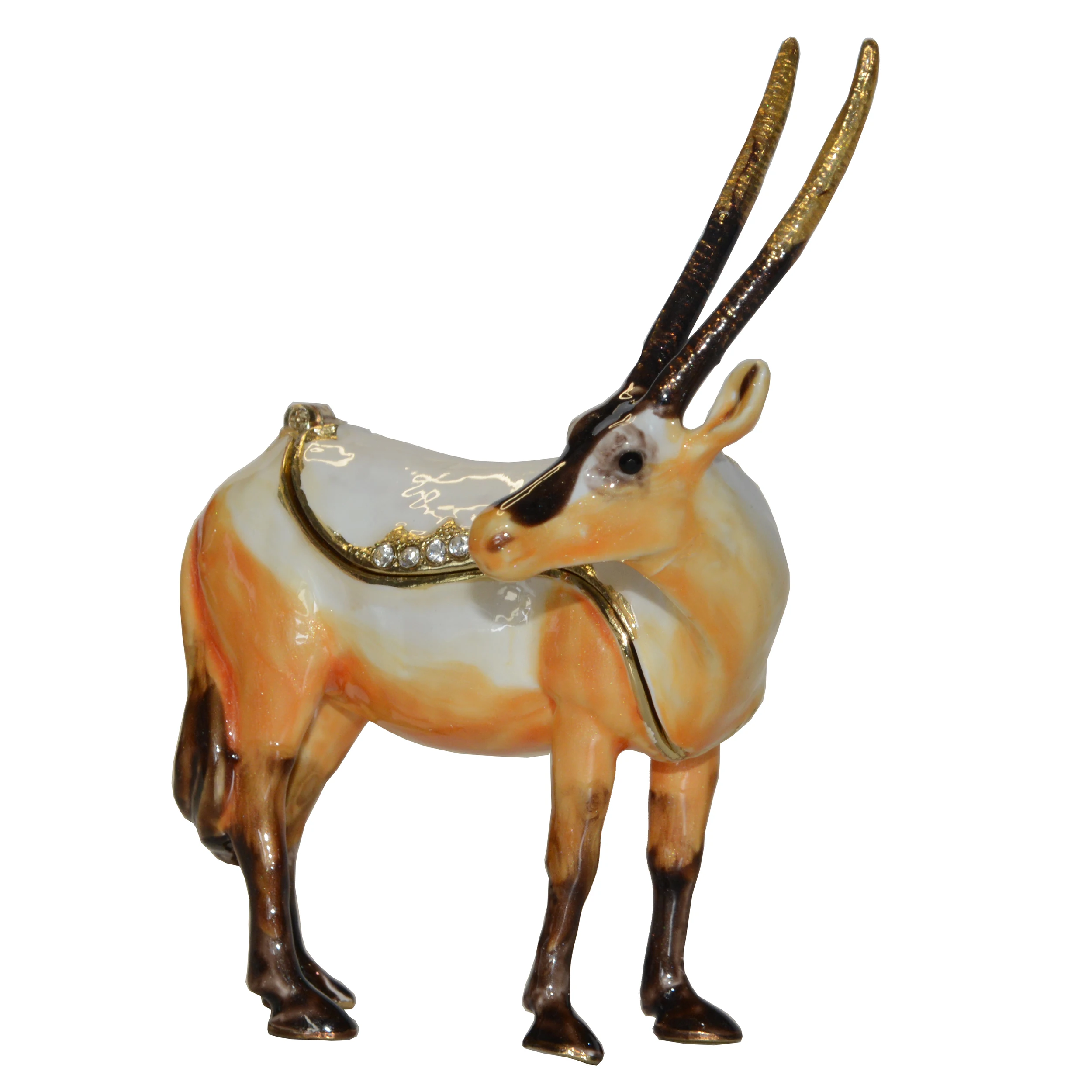 Antelope Trinket Box Wild Animal Figurine Metal Collectibles Ring Necklace Earring Holder Home Decoration Novelty Gift