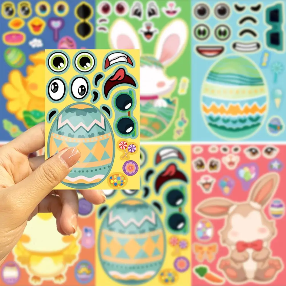 Furniture Decorative Stickers Easter Puzzle Sticker Easter Bunny Egg Pattern Face Diy Puzzle Sticker Set for Kids for Boys