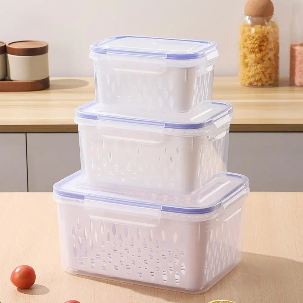 Drain Basket with Rubber Ring Produce Storage Kitchen Double-layer Drain Basket Set with Lock Design for Washing for Straining