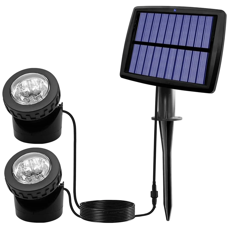 

Solar Pond Spotlights, LED Solar Underwater Lights With Dual Head Waterproof Submarine Landscape Spotlight Lighting