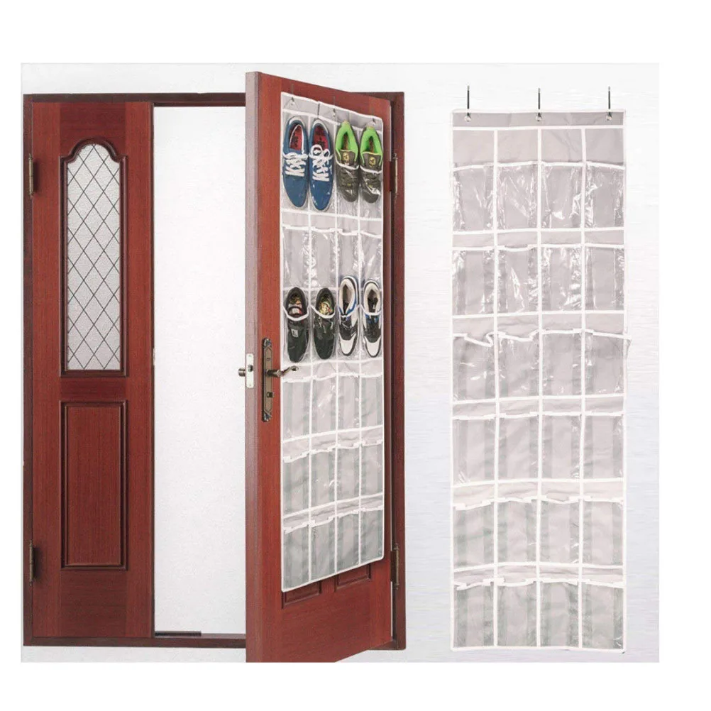 

24 Grid Shoe Storage Bag Door Rear Hanging Clear Wall Waterproof Organizer for Bathroom Kitchen Study Room Grid Shoe Storage Bag