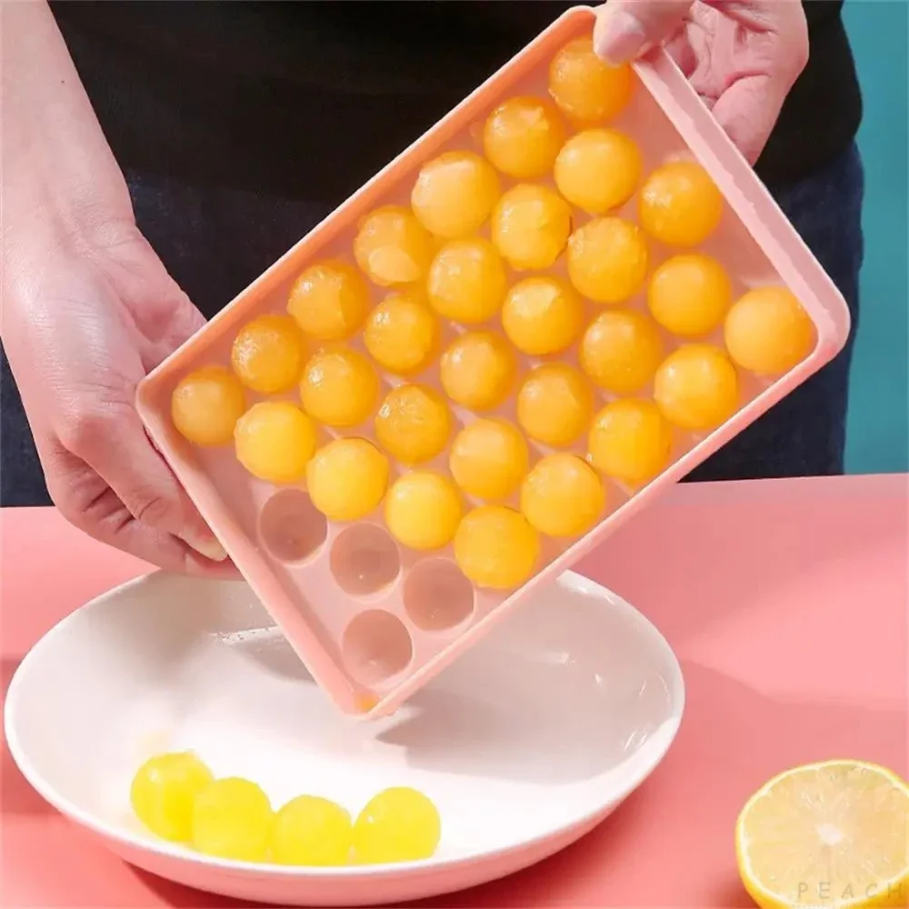 Plateau à glaçons rond 3D avec couvercle, compartiment à glace créatif fait maison, modèle Cube, boîte à boules à 33 compartiments pour crème glacée