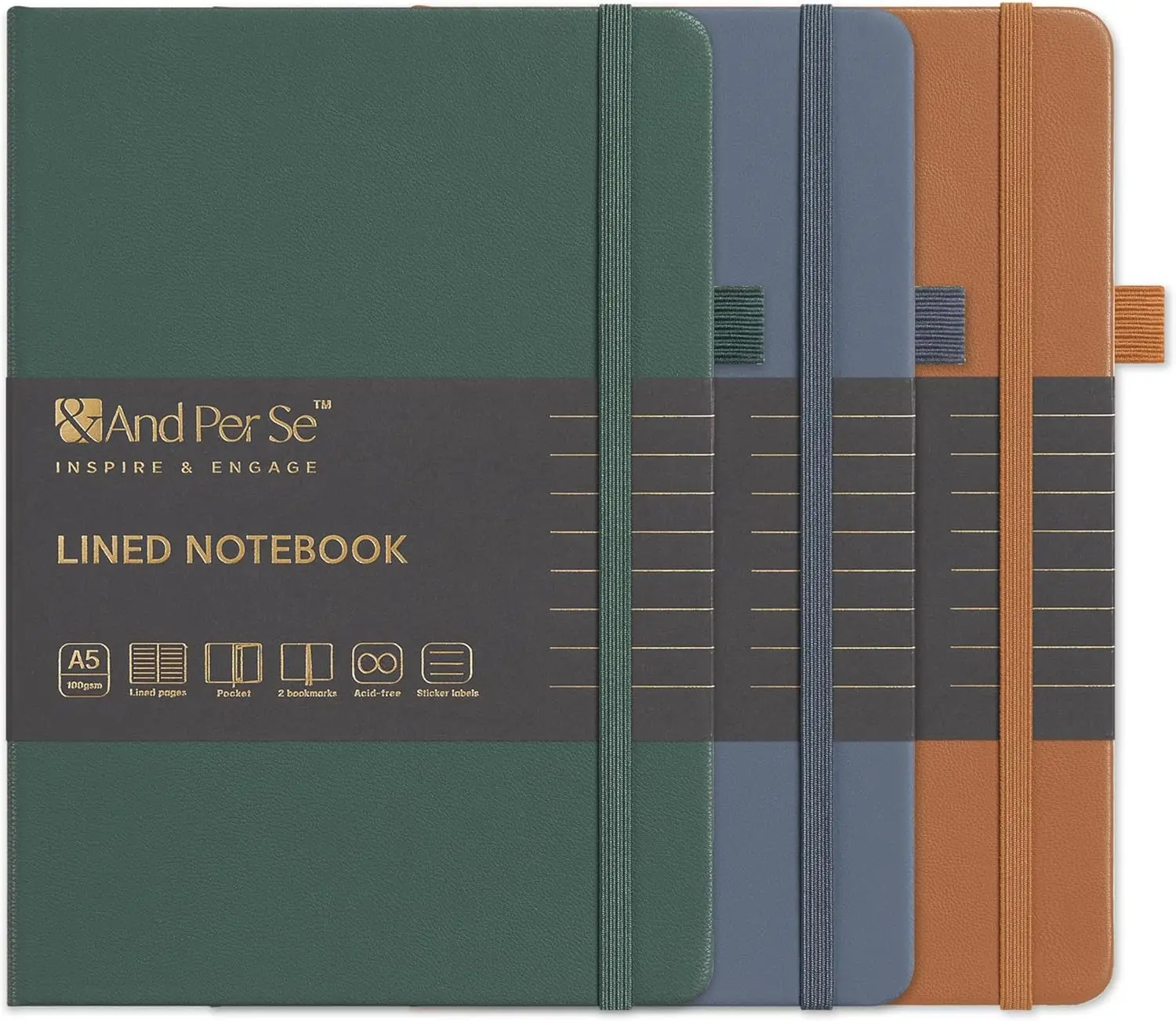 

A5 Hardcover Notebooks 3-Pack, 160 Pages 100gsm Thick Paper, Assorted Colors