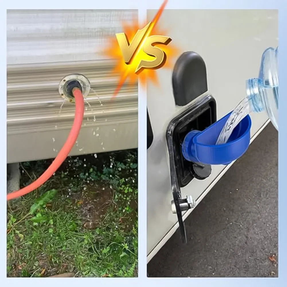 RV And Camper Freshwater Tank Funnel With Balanced Weight Distribution Wide Opening Tapered Outlet For Control