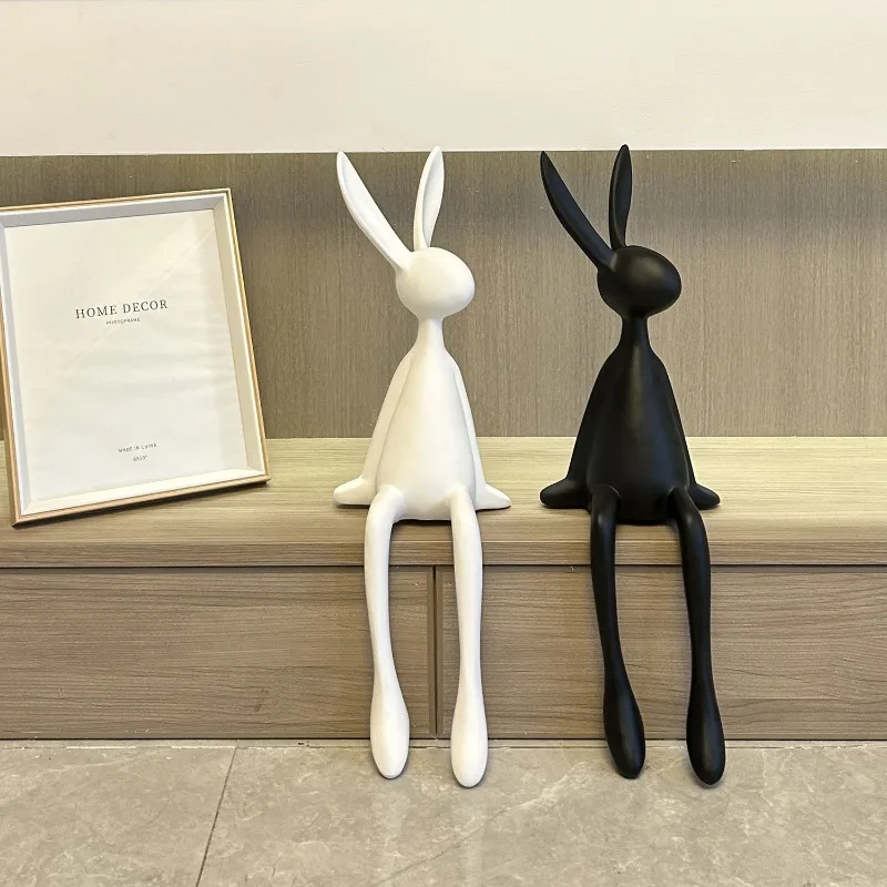 Light Luxury Highend Black Rabbit Sitting Ornament Living Room Entrance StudyRoom TVCabinet Wine Cabinet Background Wall Desktop