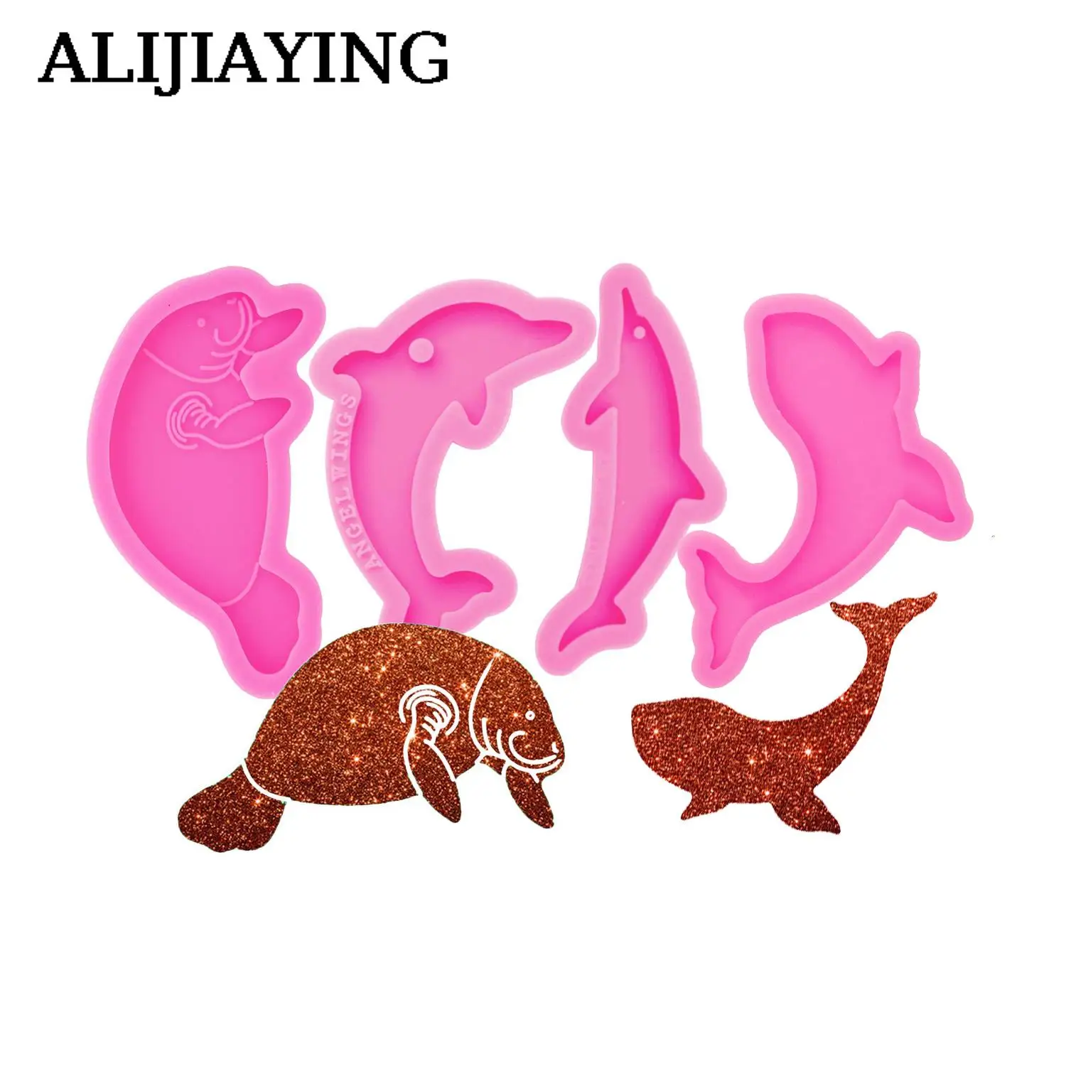 DY0088 DIY Shiny Mini Fish Keychain Silicone Mold Dolphin Epoxy Resin Molds for Jewelry Polymer Clay Candy Chocolate Moulds