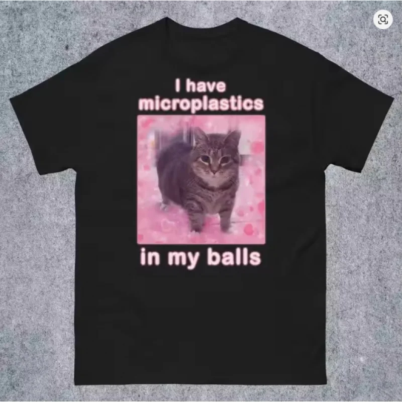 I Have Microplastics In My Balls Funny Cat Meme T-Shirt Gift For Women Ironic Cats Shirt Stupid Silly Gifts Goofy Ahh Cat Tee