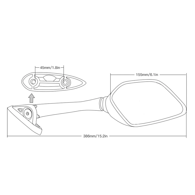 Espelho retrovisor da motocicleta de fibra de carbono, substituição para Yamaha YZF R3 R25 R15 NMAX 155 Xmax 2013-2017