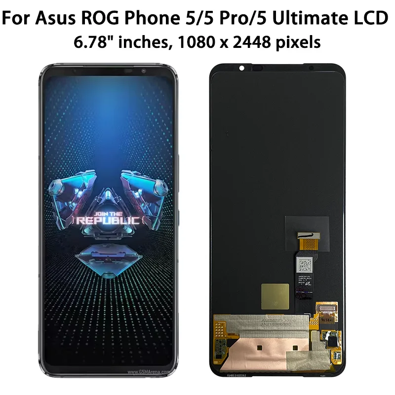 Pantalla LCD AMOLED de 6,78 pulgadas para Asus ROG 5 Phone 5 Pro ZS673KS, montaje de digitalizador con pantalla táctil para teléfono ROG 5 Ultimate