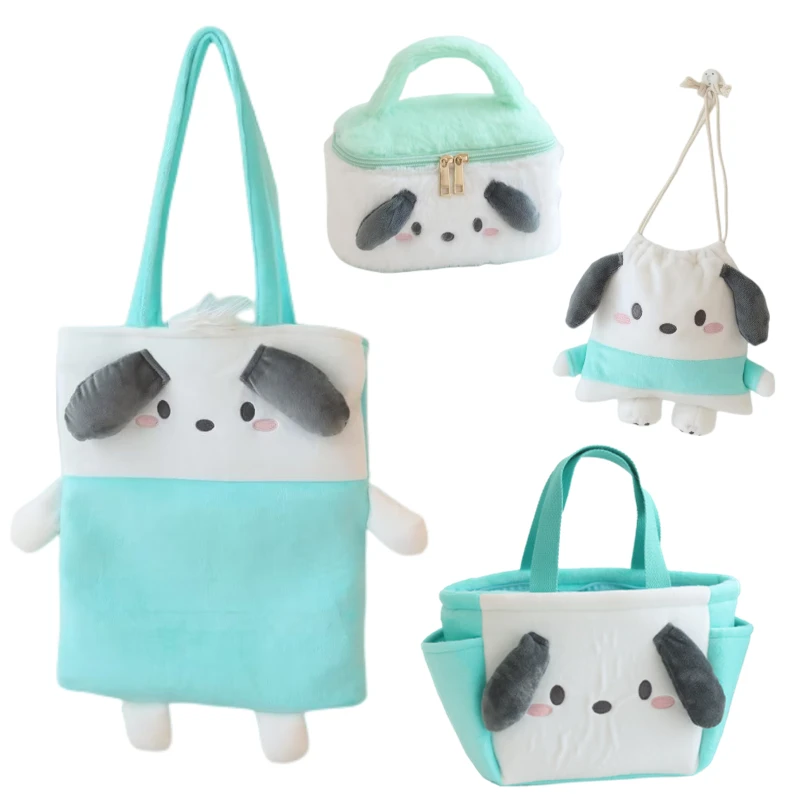 Japanese Style Bag Pochacco Shoulder Bag Cute Anime HandBag Cosmetic Case Drawstring Bag Tote Bag Plush Bag For Girl Student