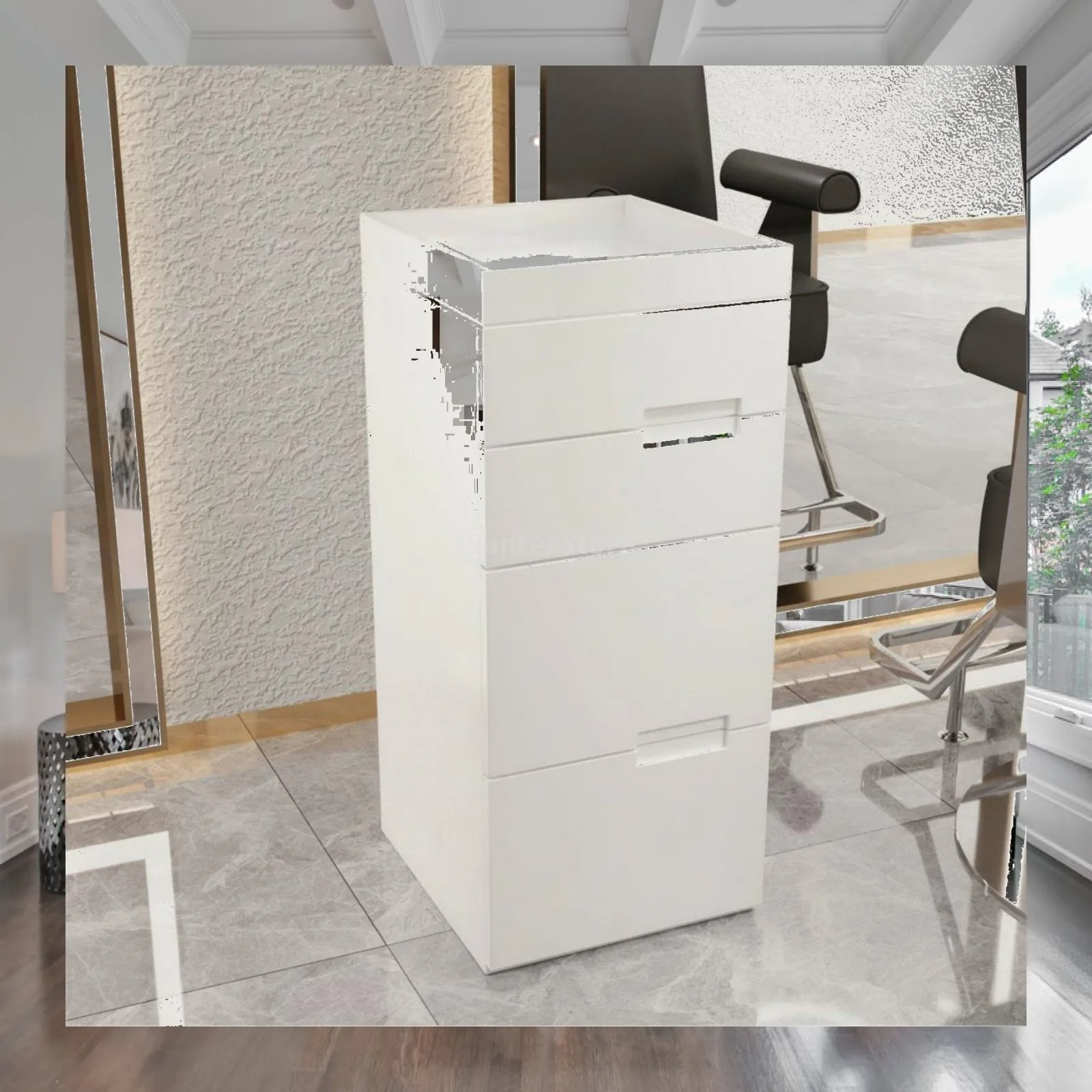Mobile Beauty Trolley Solid Wood Salon Cabinet for Hair Stylist Tools Equipment Rolling Storage Cart with Top Tray and Dryer