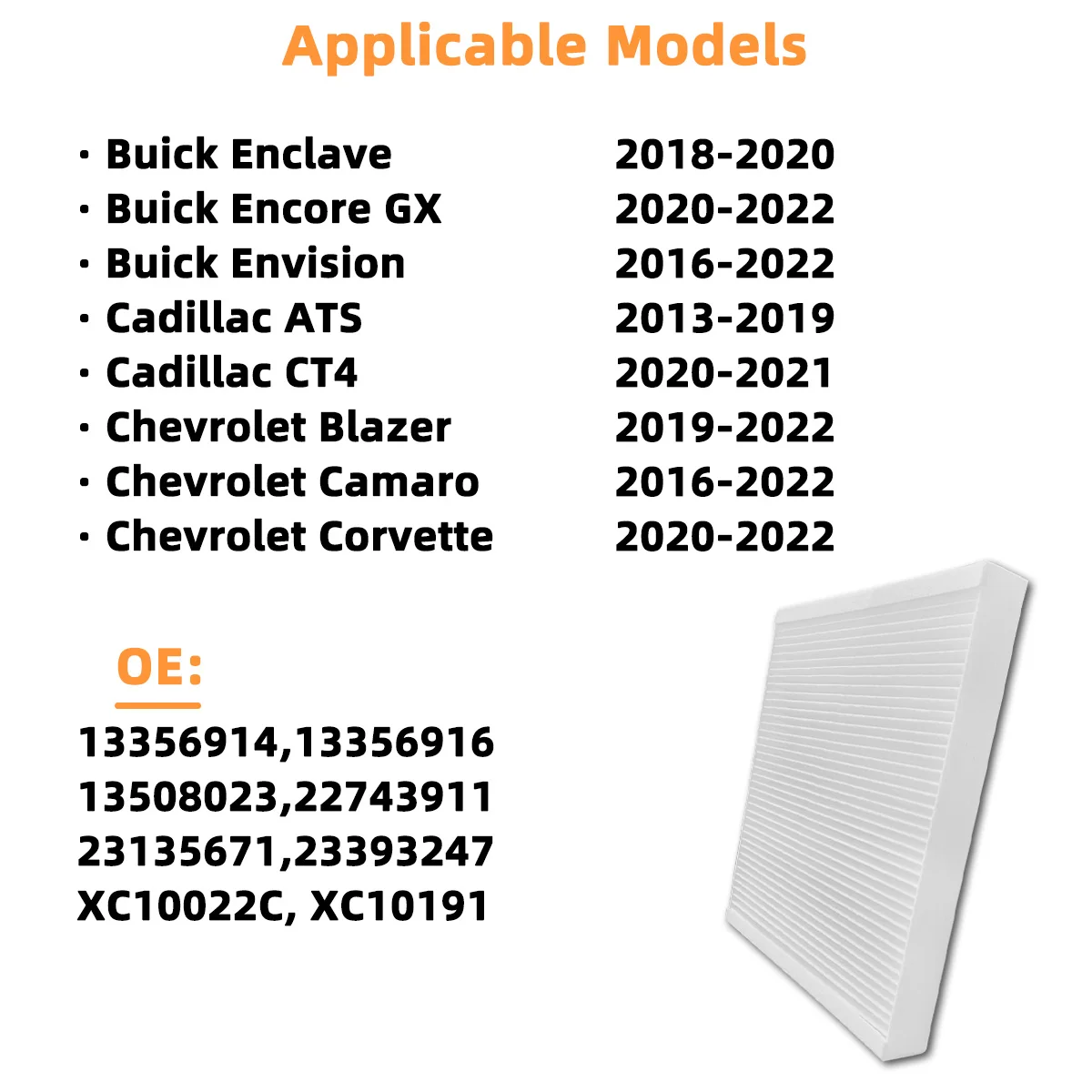 Innenraumluftfilter CF11966 passend für Buick Enclave LaCrosse Cadillac ATS Escalade Chevrolet Blazer Cruze GMC Acadia, 13356914 – Detail 5
