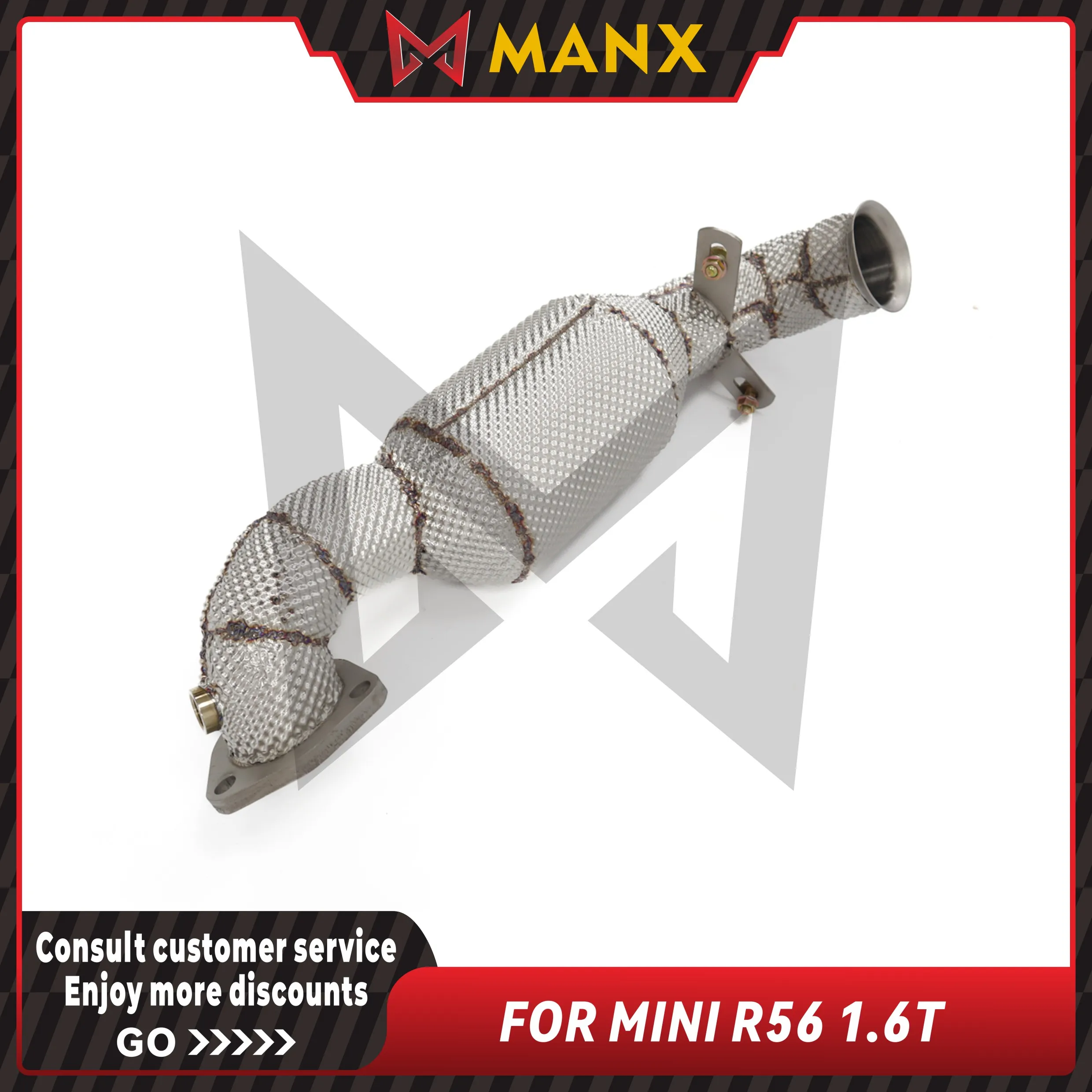 MANX Car Exhaust system for MINI R56 1.6T Catalyzed Downpipe Catless Downpipe Stainless steels Performance exhaust pipe