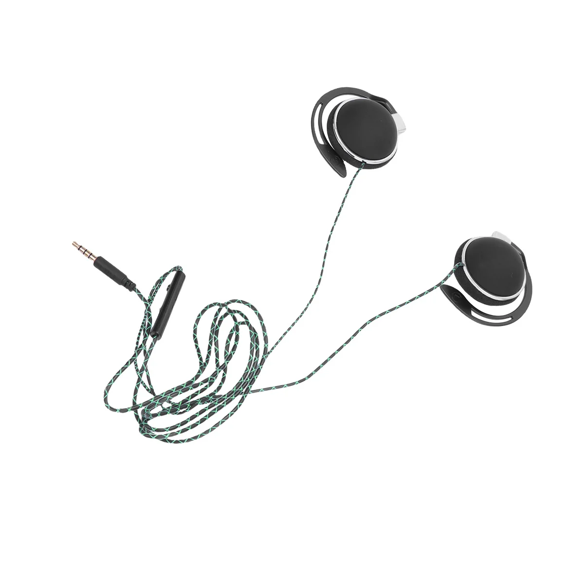 سماعة أذن رياضية سوداء - سماعة أورال خفيفة الوزن مقاومة للعرق ومضادة للمطر وتقليل الضوضاء وسلك مرن عالي مريح طويل