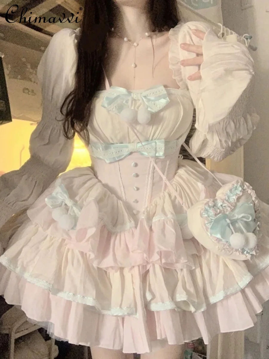 

French Sweet Lolita Princess Dress 2024 Summer New High-End Fashionable Slimming Short Elegant Tulle Tutu Dresses Y2k Dress