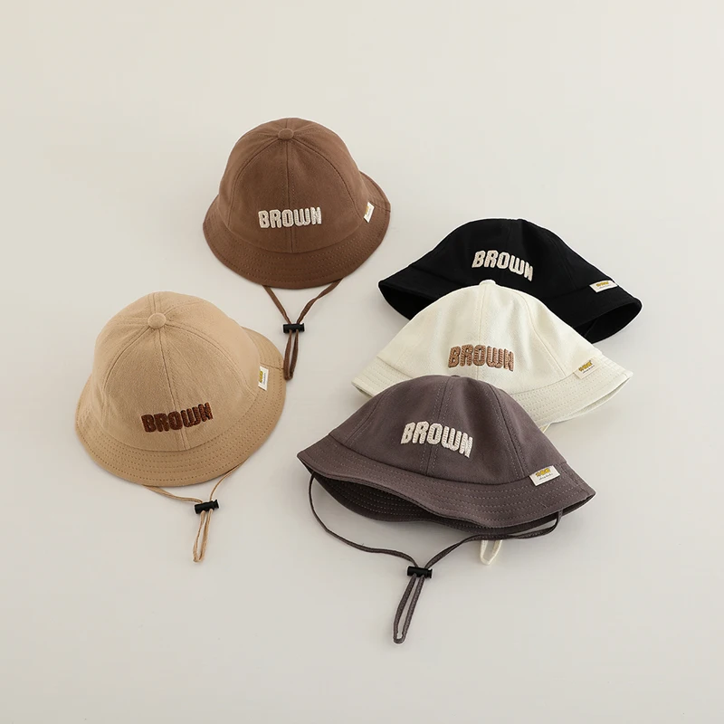 

Spring Summer Baby Hats Letter Pattern Fisherman Hats Kids Boys Girls Sun Hats Beach Caps Cotton Children Casual Bucket Hat