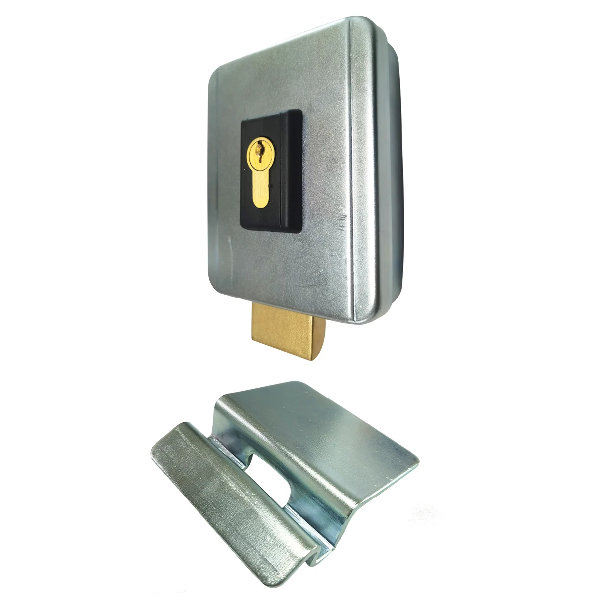

12V Electric Lock with Remote Control Complete with Floor-Fitting Receiver Slot for Swing/Sliding/Garage Gates Made Steel Brass