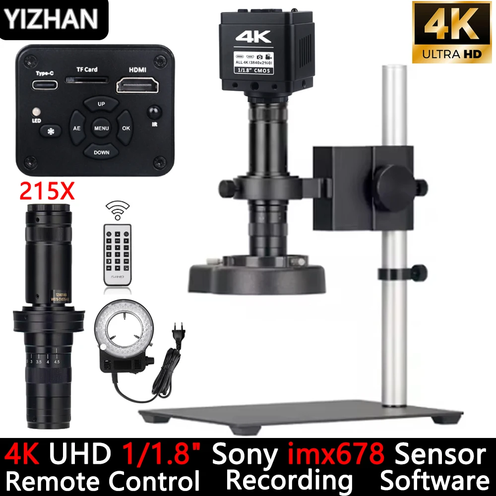 4K Digital Microscope For Soldering, 48MP HDMI USB Microscope Camera With 1/1.8