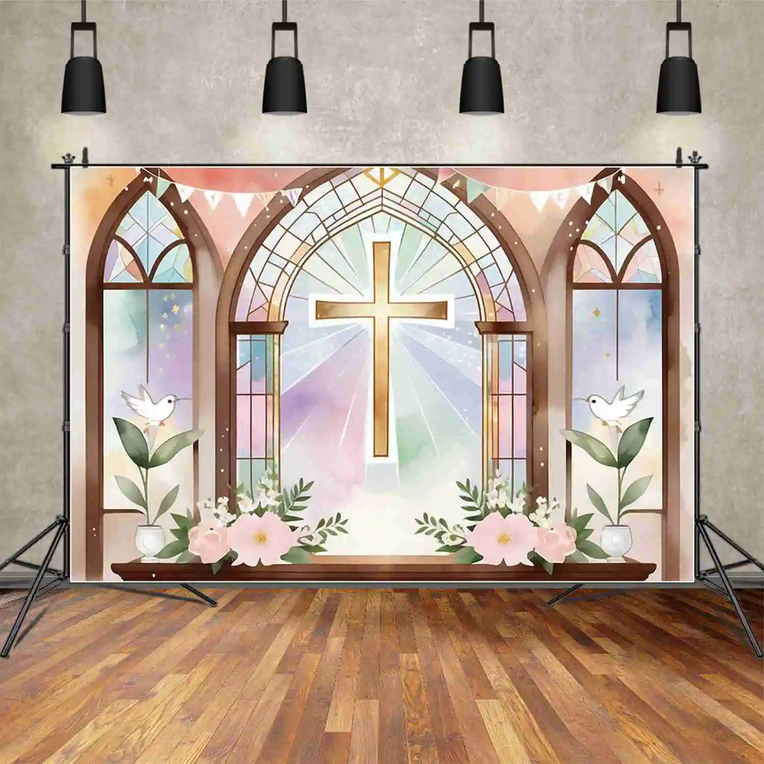 MOON.QG Baby My Baptism Children Background Dessert Church CrossBackdrops Custom Party Decoration Photobooth Props