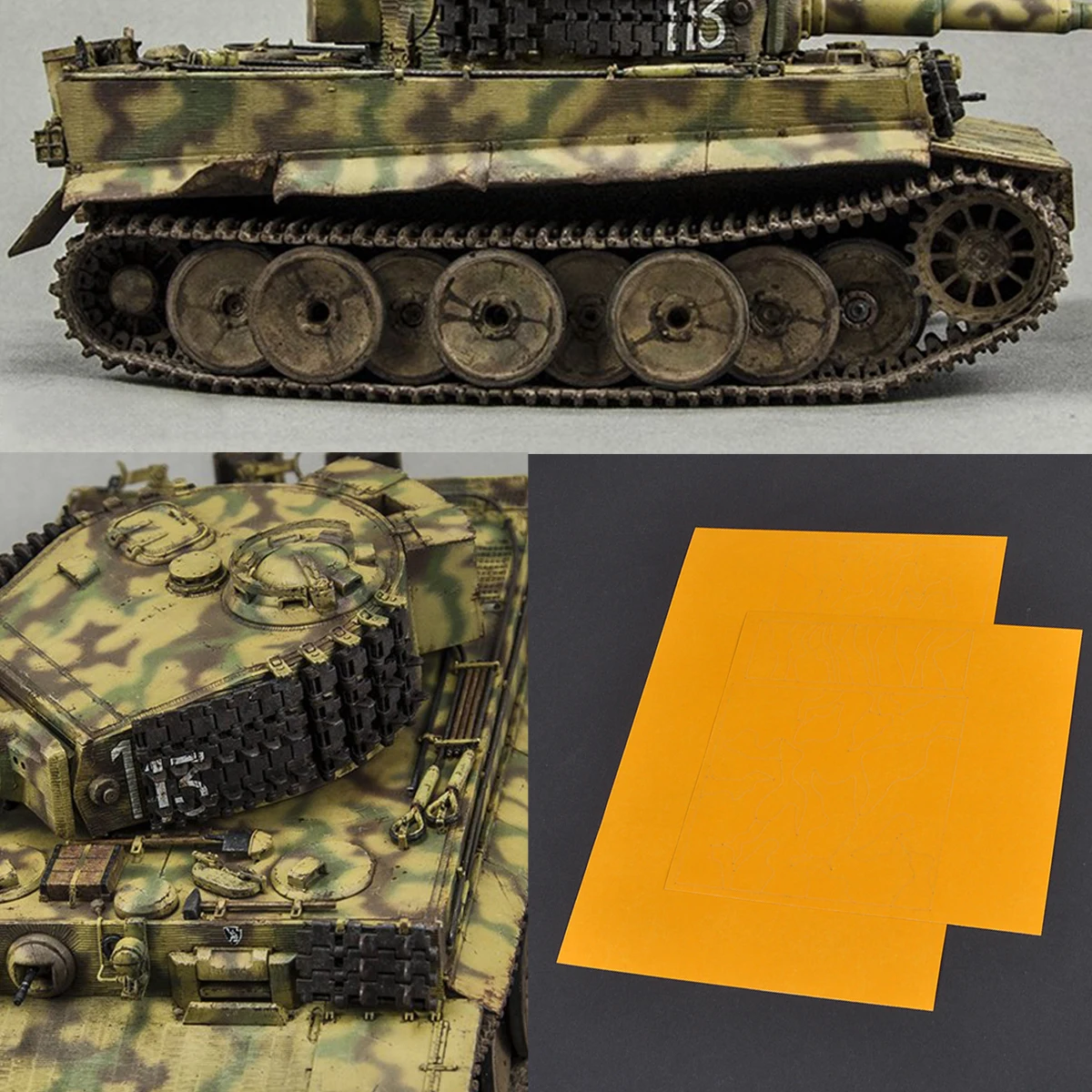 

Airbrush Spray Board Stencil Tools camouflage painting Masking Tape for Scale Model Kit Germany Tiger I 1/35