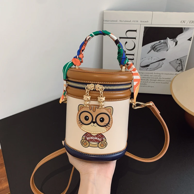 

New round barrel-shaped bags, exquisite single-shoulder crossbody bags, fashionable women's shoulder bags, mobile phone bag