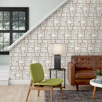 Voděodolný, sada 10 kusů, 3D PVC samolepicí nástěnný panel s imitací kamene, snadná instalace, do obytného vozu, ložnice, obývacího pokoje 8 nejlepší prodej Měkký nástěnný panel - №3