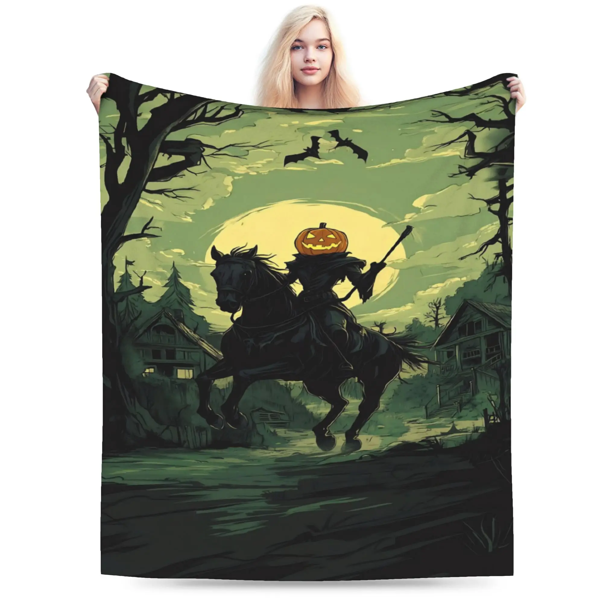 Headless Horseman  Stuff Blankets Lightweight Thin Coral Fleece Plush  Throw Blanket Cozy Quilt