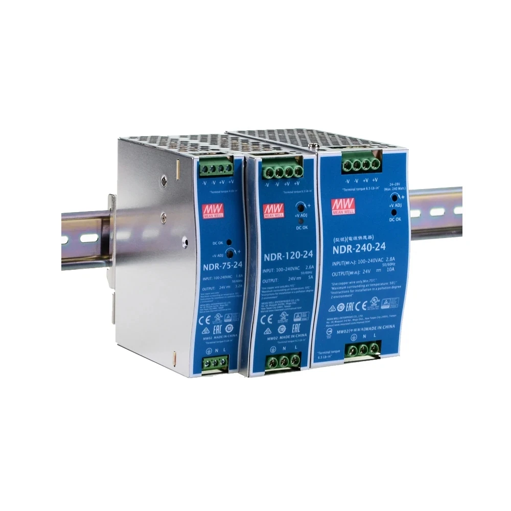 Imagem -06 - Mean Well Industrial Din Rail Montado 240w Slim Saída Única Fonte de Alimentação 24v10a 48v5a Ndr240-24 Ndr-24048