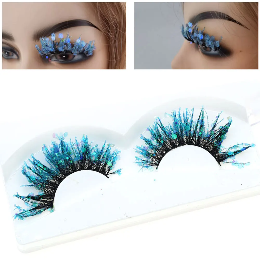 1 Pair Halloween Style Dreamy Sequins Glitter False Eyelashes Whole Strip Fluffy DIY Lashes Cosplay Stage Eye Makeup
