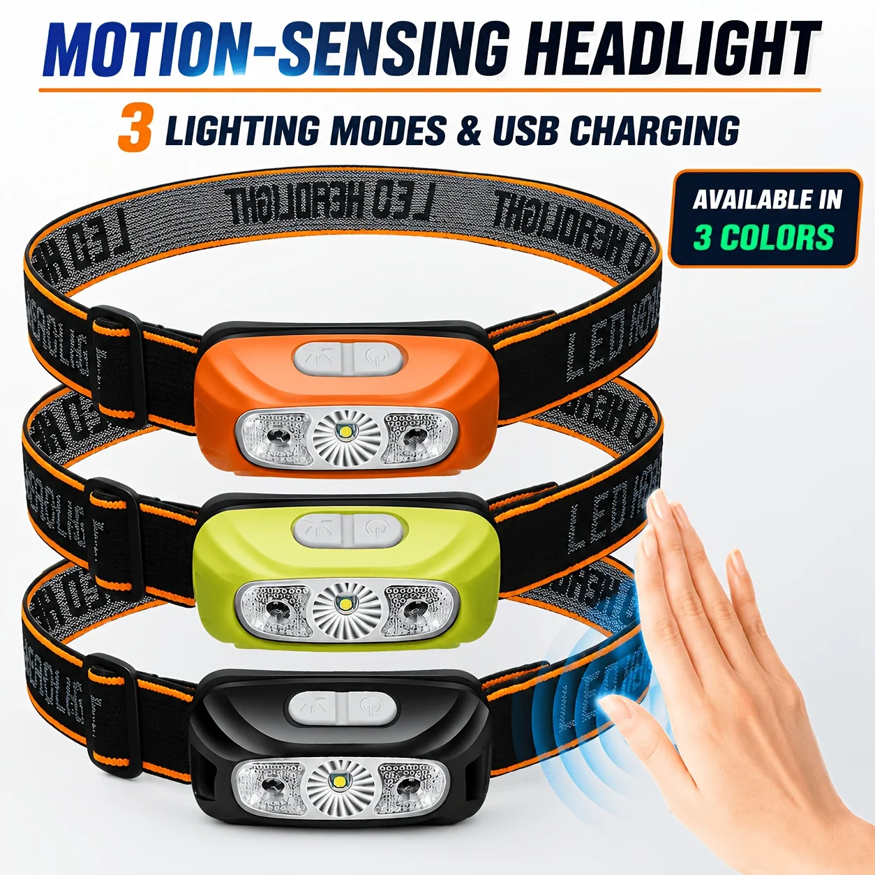 Ultra Light Headlamp Portable LED Sensor Head Torch USB Rechargeable Head Flashlight Outdoor Camping Fishing Emergency Lantern