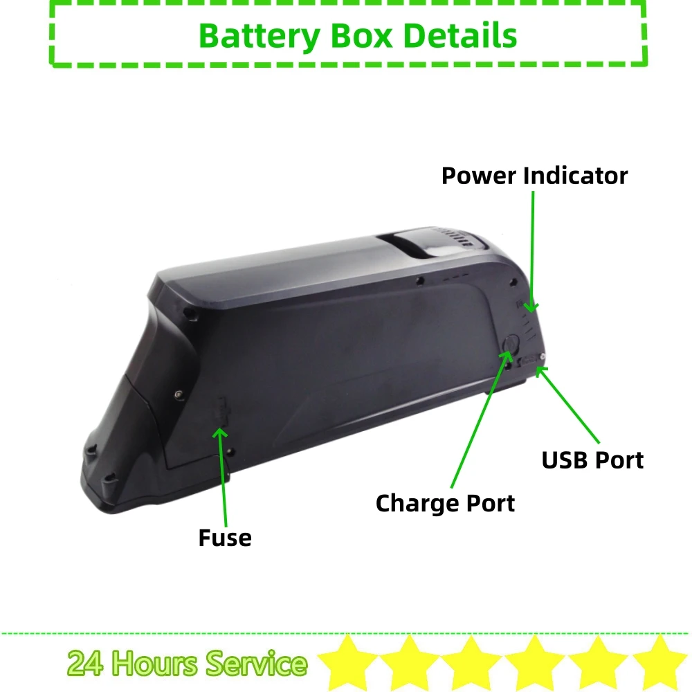 52 50 40 pcs 18650 Cells Dolphin Ebike Battery Box 36V 48V 52V Down Tube Atlas Battery Box Electric Bike Battery Box Solution