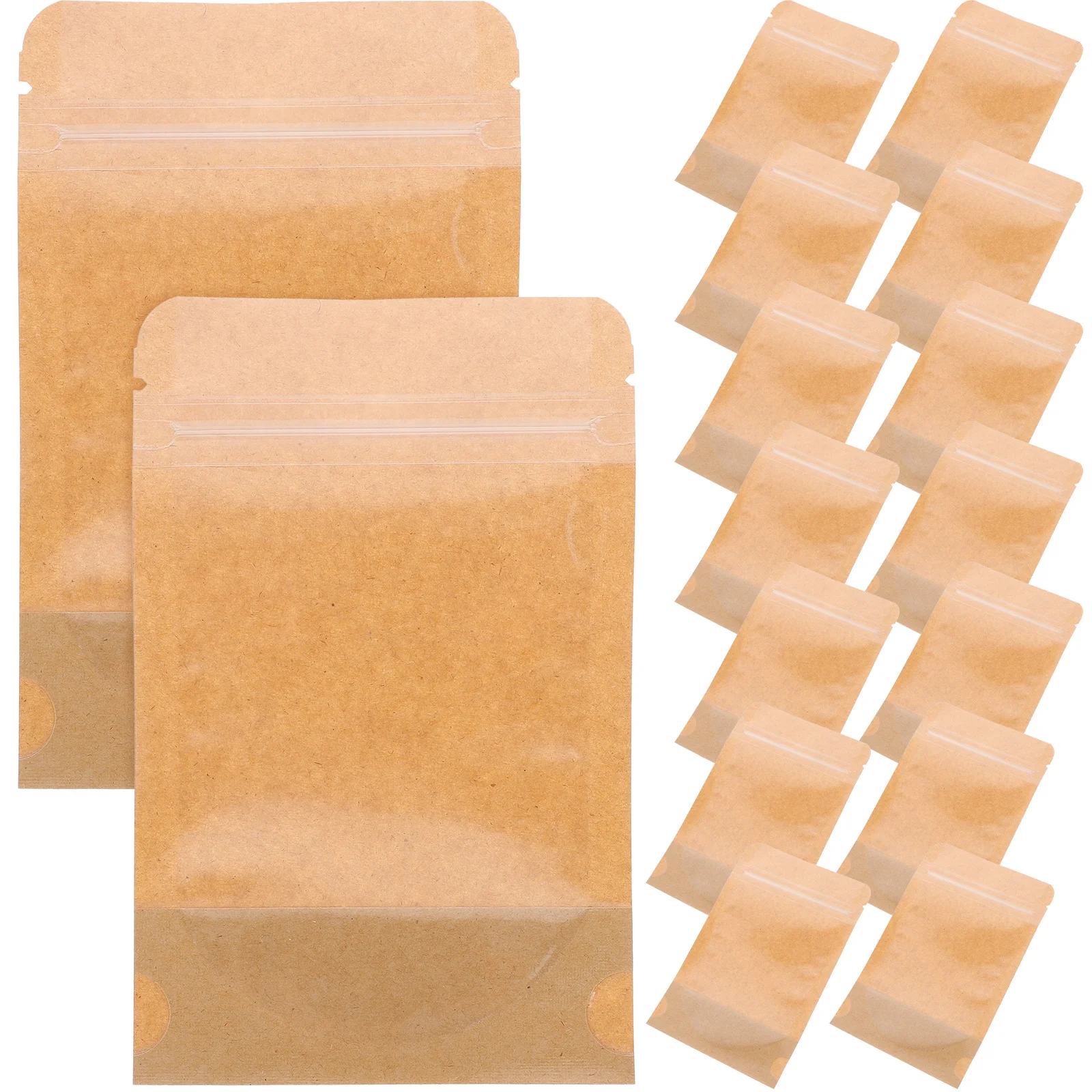 

50pcs Kraft Paper Bags Self-Sealing Snack Food Storage Pouch Resealable Packaging Bag For Coffee Tea Candy Jewelry Crafts