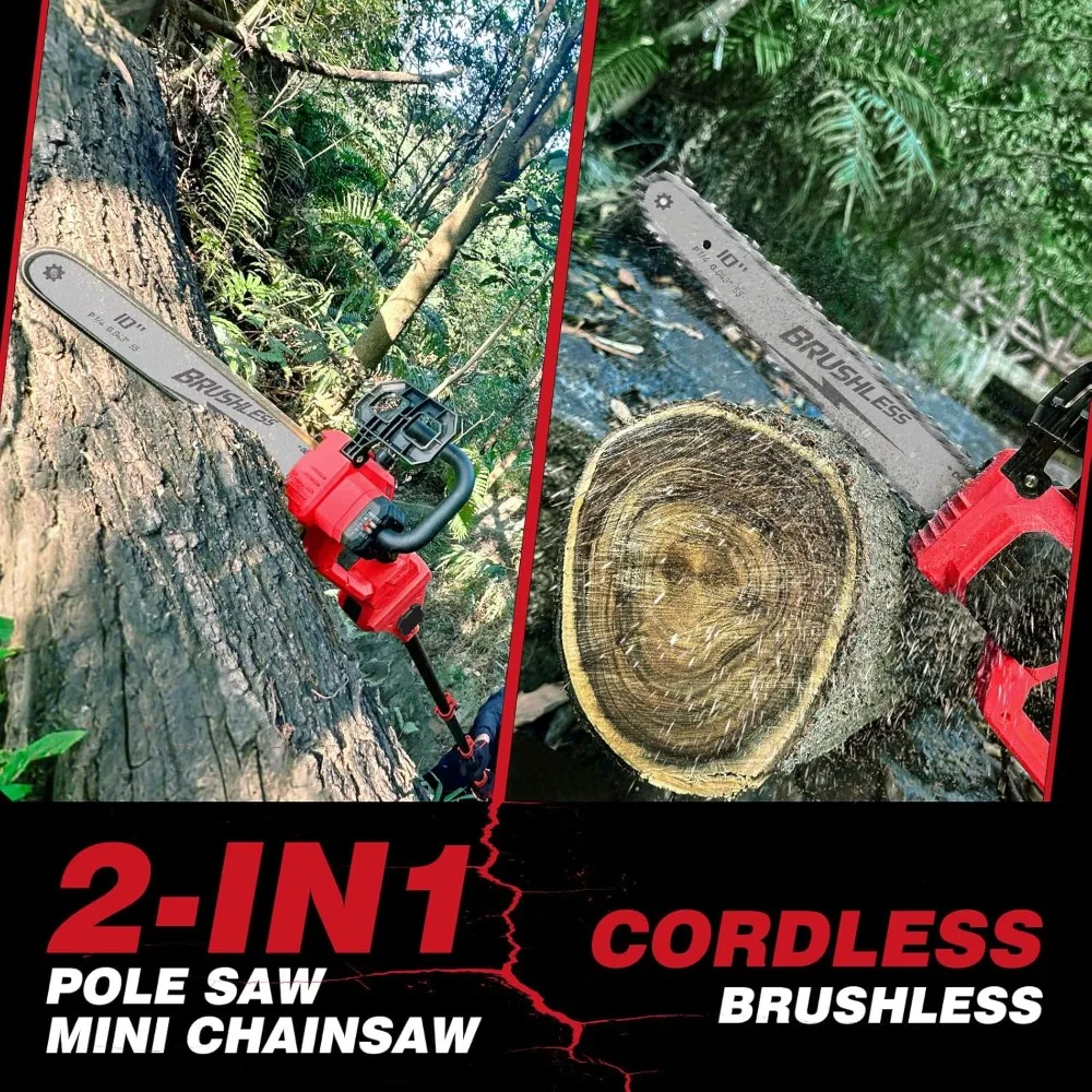 منشار كهربائي لاسلكي 10 بوصة ومنشار كهربائي متوافق مع بطارية ميلووكي M18 18 فولت، إجمالي الوصول بحد أقصى 15 قدم، تزييت تلقائي، E