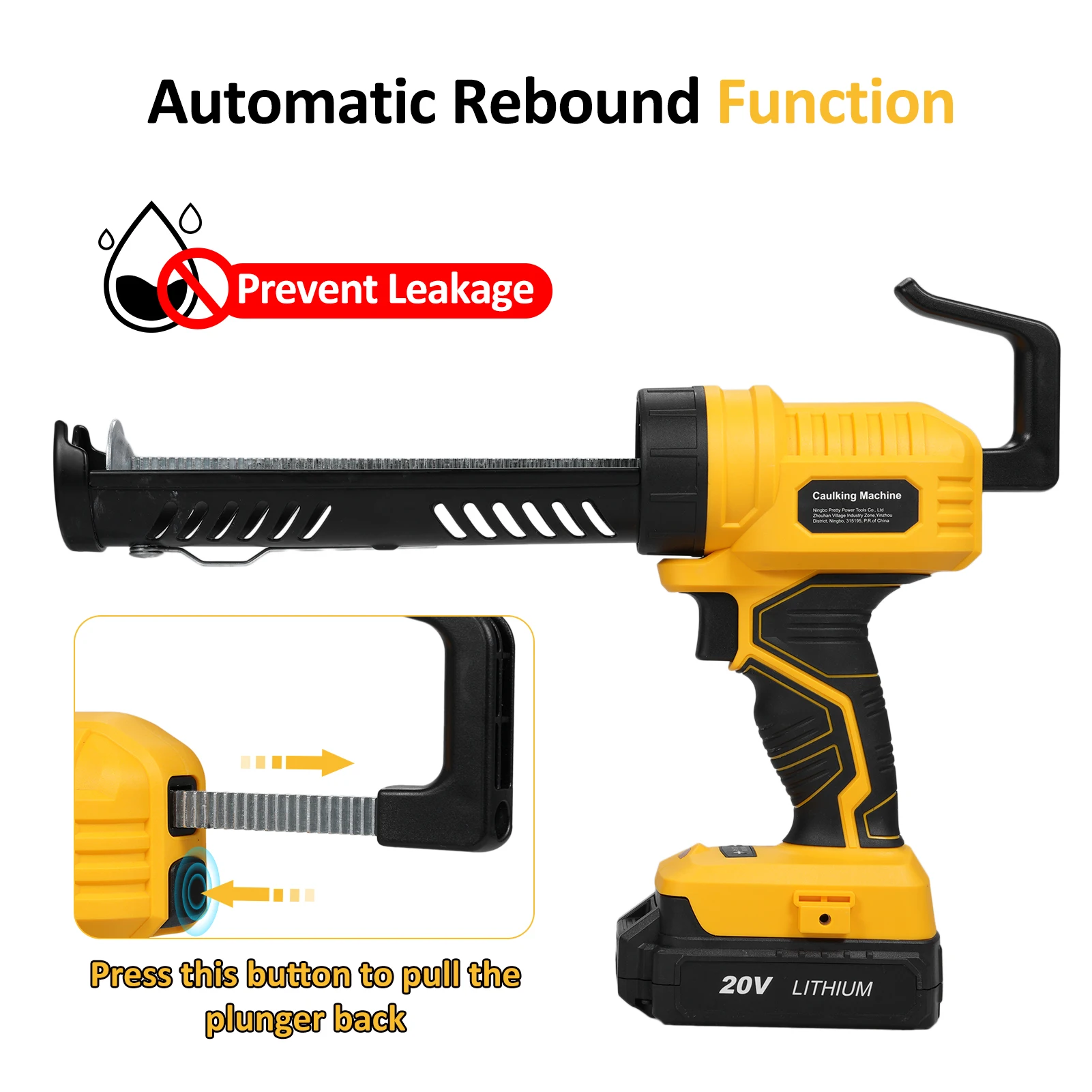 

The 20V handheld cordless electric caulking machine set is equipped with 2.0 and 5 adjustable speeds for filling and sealing