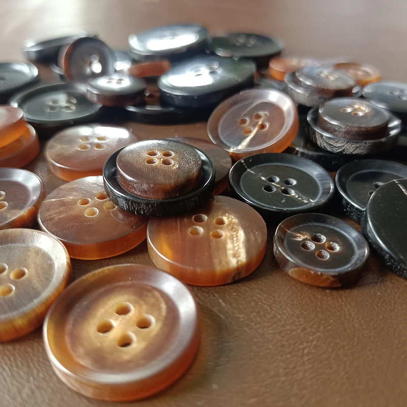 10Pcs Natural Horn Coat Sewing Buttons for Child Clothing Sweater Cardigan Decorations DIY Apparel Sewing 4-Holes Round Button