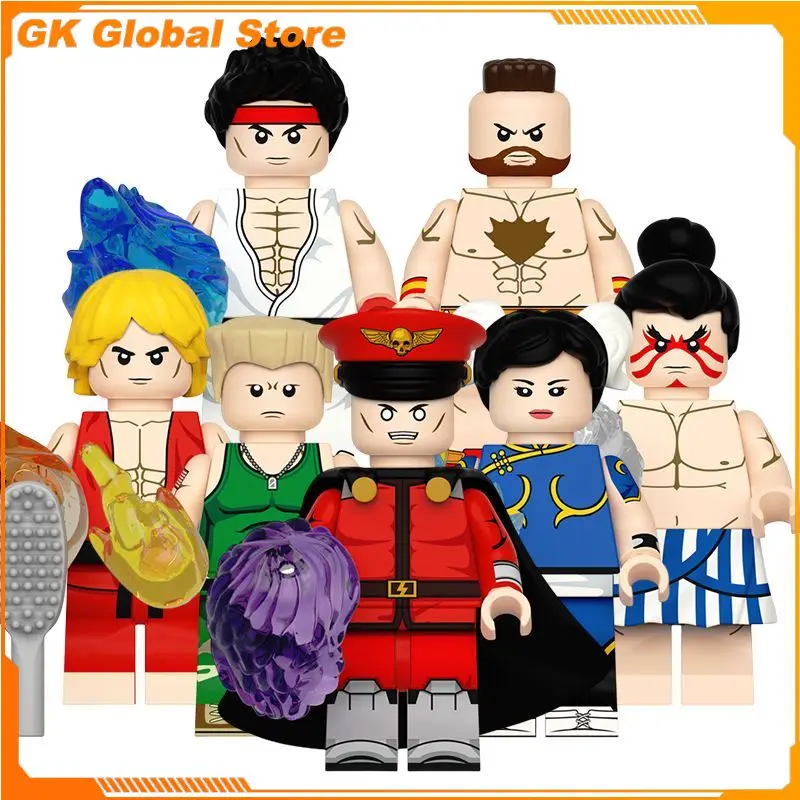 Fighting Game Figure Peripheral PVC Model Assembling Building Blocks Desktop Decoration Ornaments Birthday Gift Toys