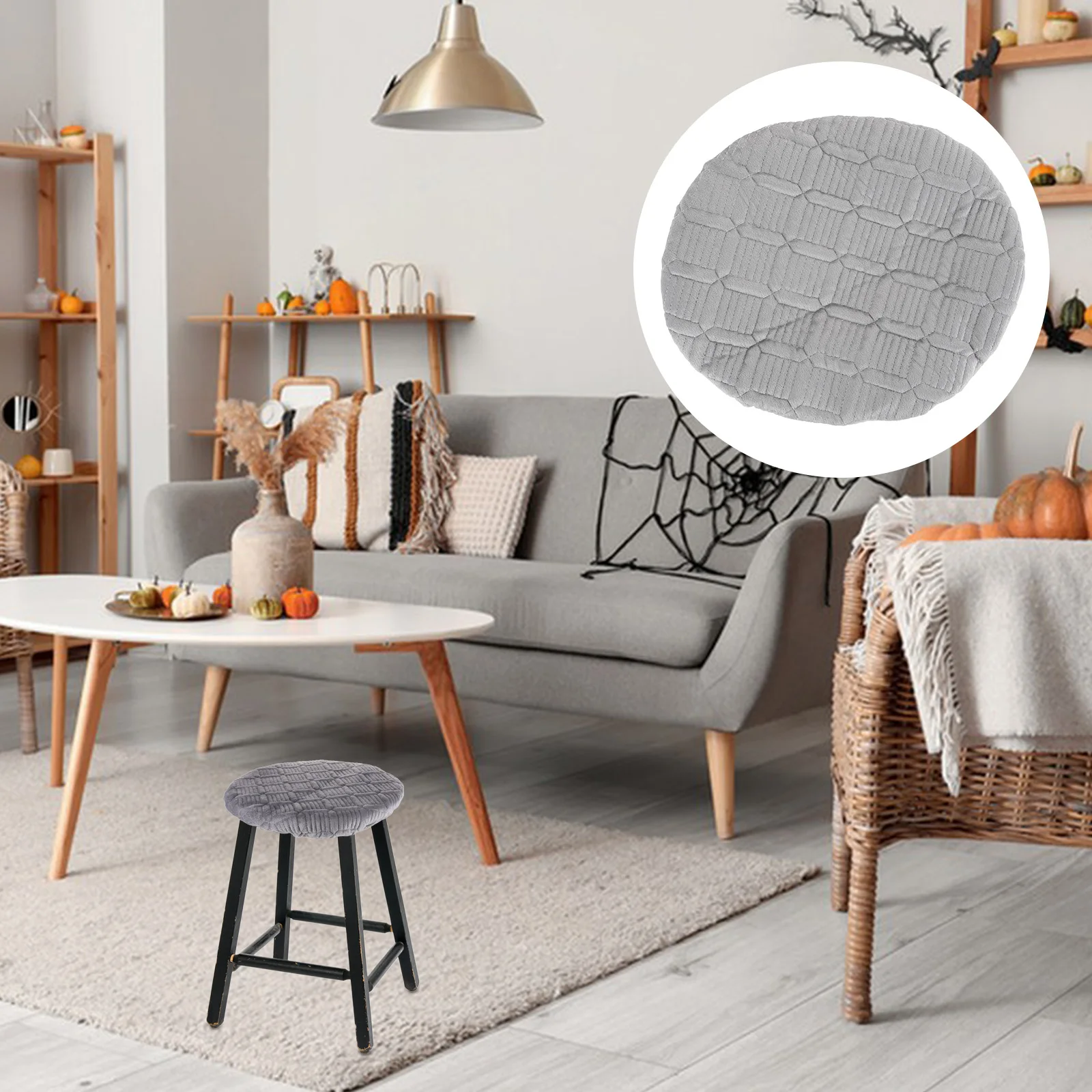 

Round Stool Thickened Seat Pad Grey Bar Seats Chair Protector School Restaurant Bar Stool Seats Protector