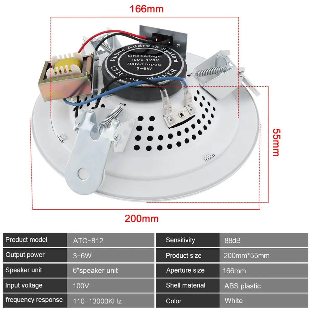 6\'\' Ceiling Speaker 6W Input USB MP3 Player Ceiling Speaker Public Broadcast Background Music Speaker for Home / Supermarket