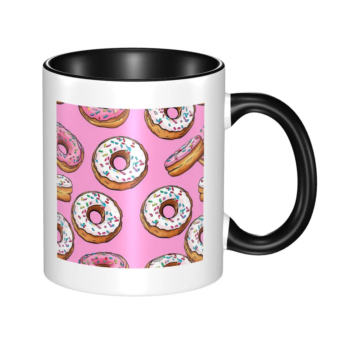 Tiled Donuts Doughnut Pattern Mug Funny Ceramic Coffee Cups Tea Mugs Milk Cup Drinkware Gift for Friends