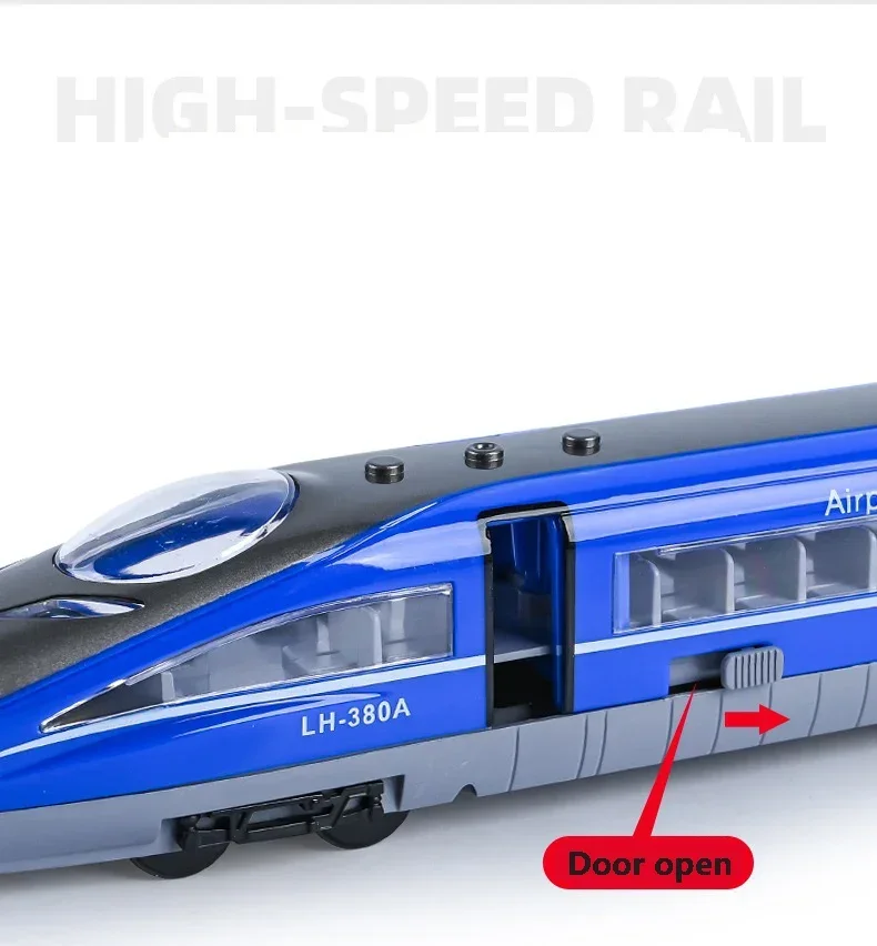 Carro de trem inercial com música sonora e leve para crianças, modelo de simulação, trilho de alta velocidade, metrô brinquedos educativos, presentes