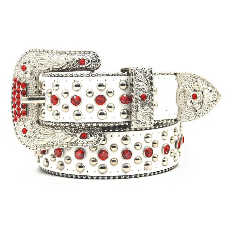 mens fashion rhinestone belts soft leather rivets belt diamond studded waistband stage nightclub women designer strapon leash