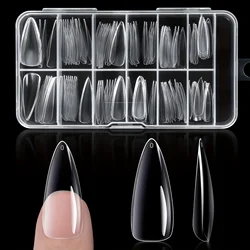 240Pcs Long Soft Gel Nail Tips Clear Full Cover Almond Press on Nail Acrylic Almond Shaped Nails Tips for Nail Salon Extensions