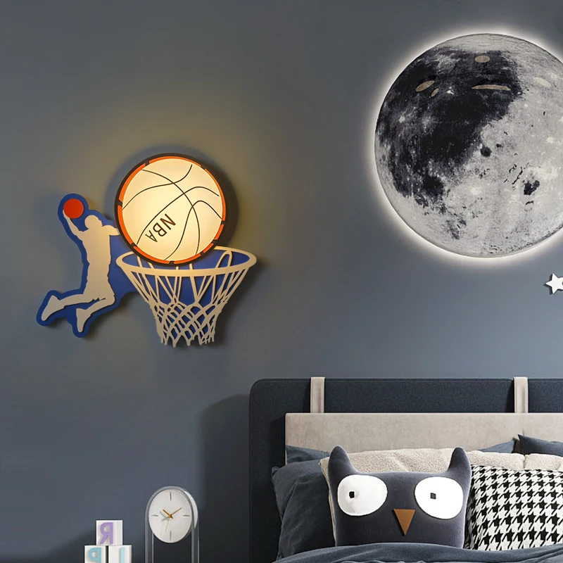 Modern Designer Wall Lamps Originality Basketball Style LED Wall Light Bedroom Bedside Table Study Restaurant Home Decor Lamps