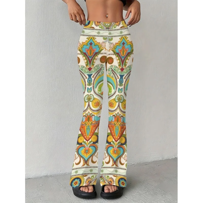 Printed flared pants for teenagers aged 7-16, suitable for daily street wear and suitable for all seasons.