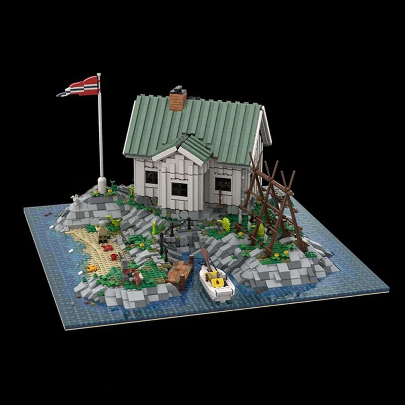 5489pcs MOC Norvegese Isola costiera Casa Icone Modello Building Blocks Assemblare Giocattolo FAI DA TE Regalo Di Natale Educazione Creativa Per Bambini