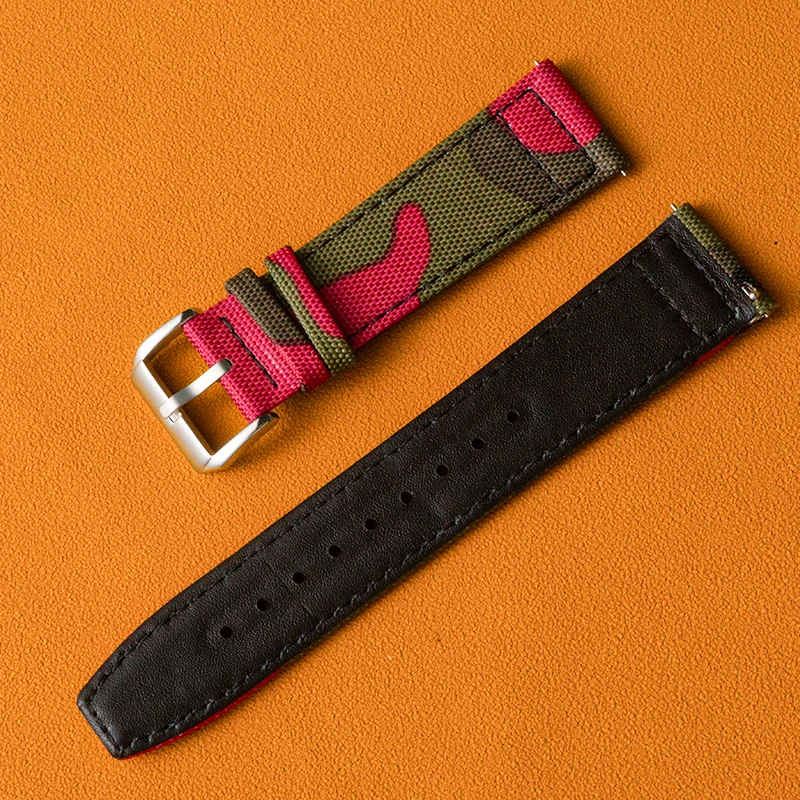 Canvas Watch Strap Codura Watchband Sailcloth Camo Watch Band Camouflage Quick Release Nylon Watch Band  20mm 22mm For Seiko