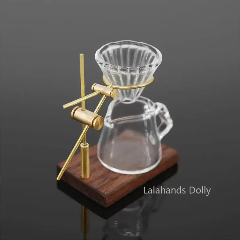 Casa de boneca em miniatura, mini modelo de suporte de café feito à mão para 1/6 bjd/ob11 barbeis, acessórios decorativos de móveis