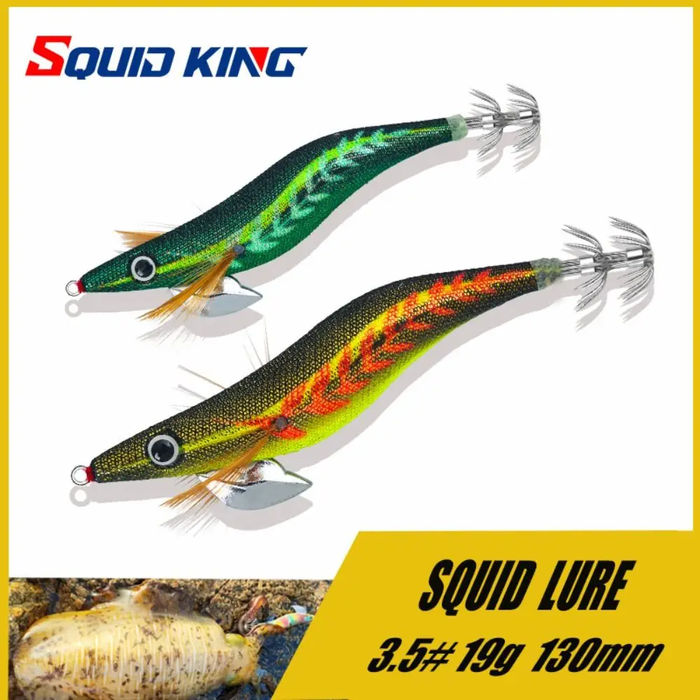 

2023 Fishing tackle Wood shrimp lures Lead sinker 3.0# Hook Octopus lure Squid Explosive hook Squid hook Simulation