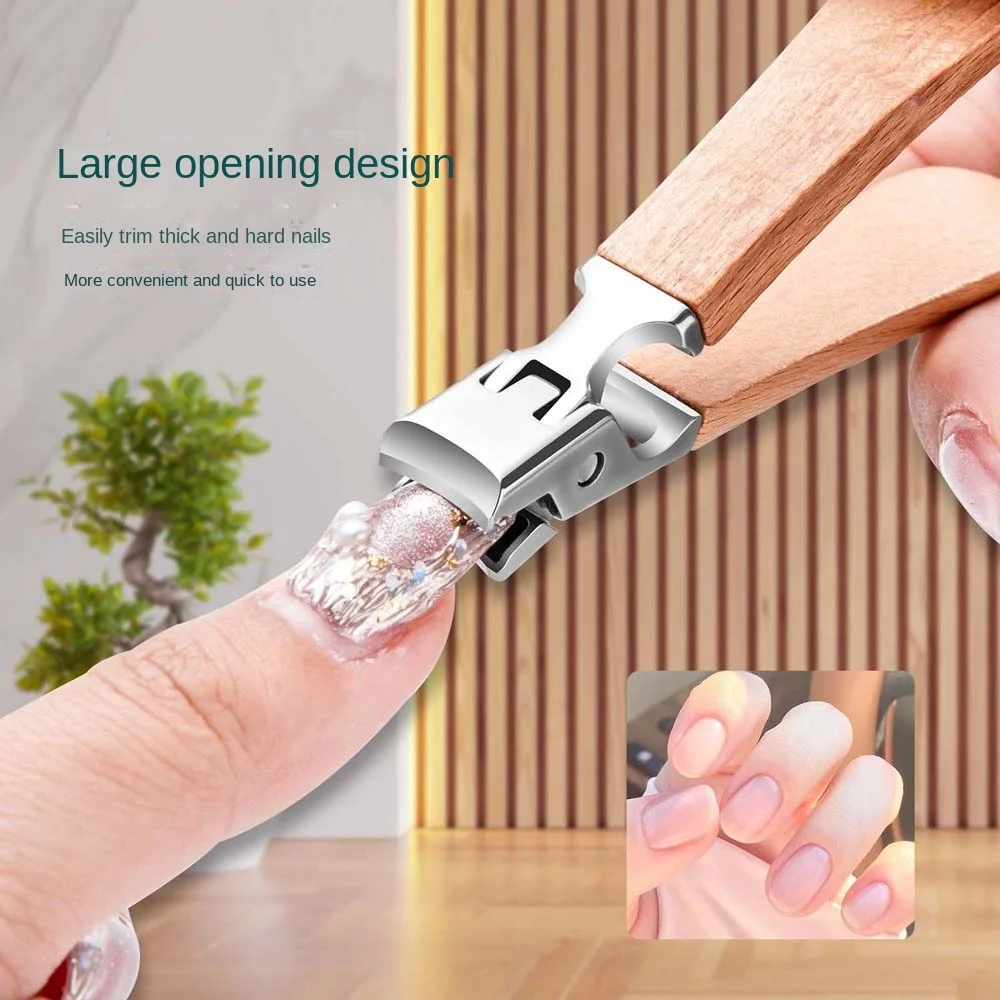 Wooden Anti Splash Nail Clipper Thick Nails Wide Jaw Opening Nail Cutting Pliers Stainless Steel No Splash Toenail Trimmer