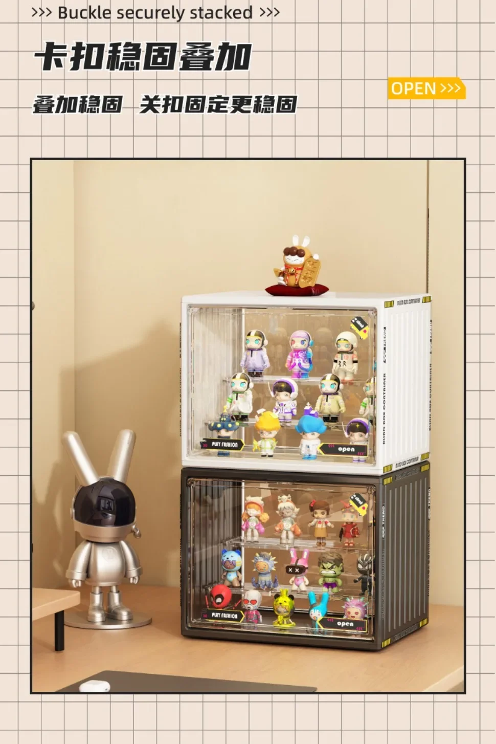 Große Acryl-Aufbewahrungsbox für Blind-Box-Spielzeuge, Sammlerfiguren und Actionfiguren, Desktop-Aufbewahrungsbehälter – Detail 7